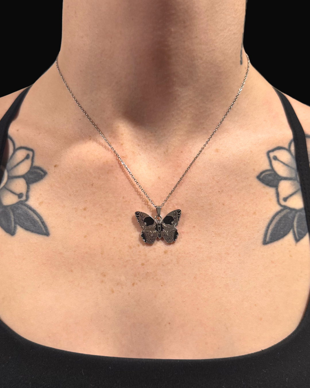 Deathmask Butterfly Necklace