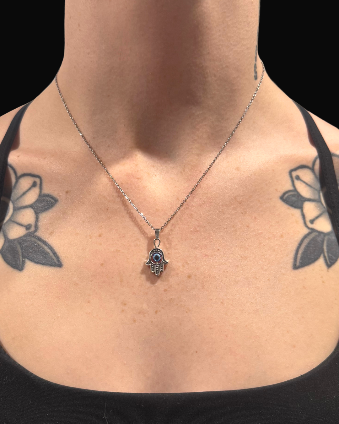 Watchful Hamsa Evil Eye Necklace