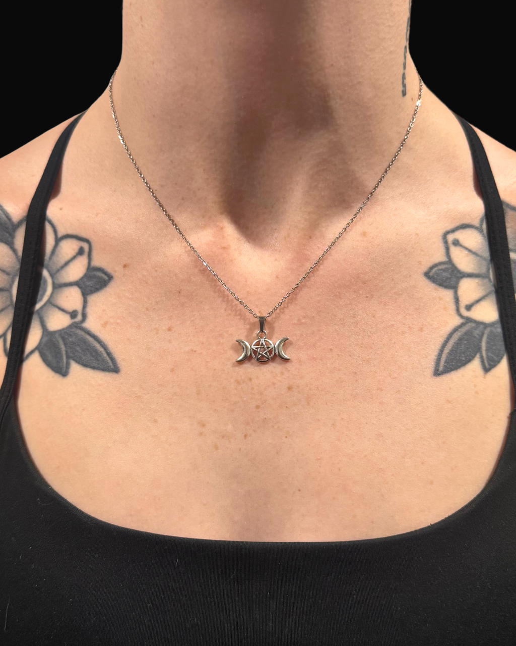 Triple Moon Pentacle Necklace